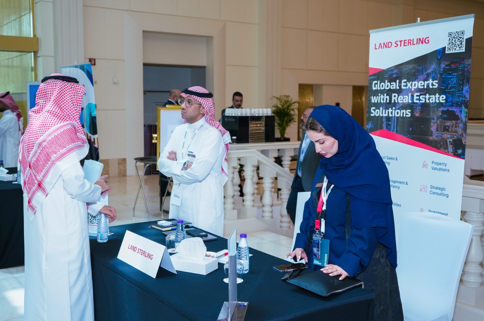 An exhibition tabletop display in the networking area